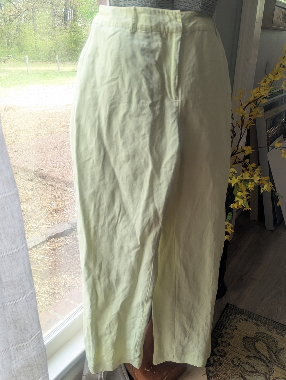 Jones Wear Lime Silk/Linen Pants